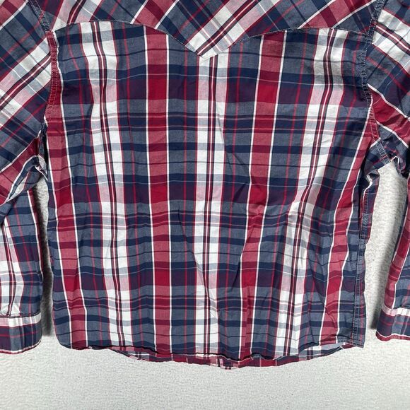 Levis Shirt Mens 2XL XXL Blue Red Western Pearl Snap Cowboy Rodeo Long Sleeved - Picture 12 of 12